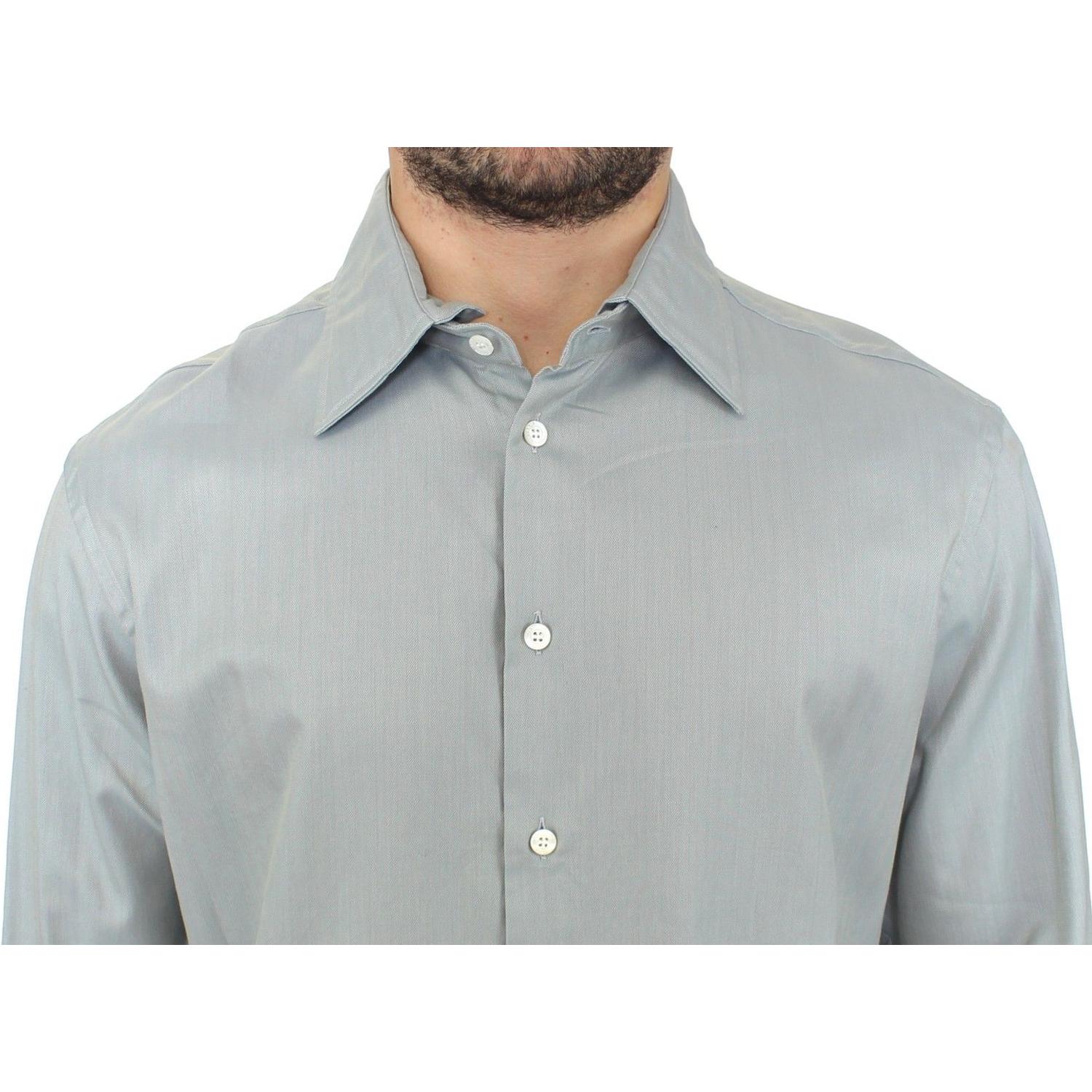 قميص Ermanno Scervino Elegance Unleashed رمادي كاجوال بأزرار أمامية