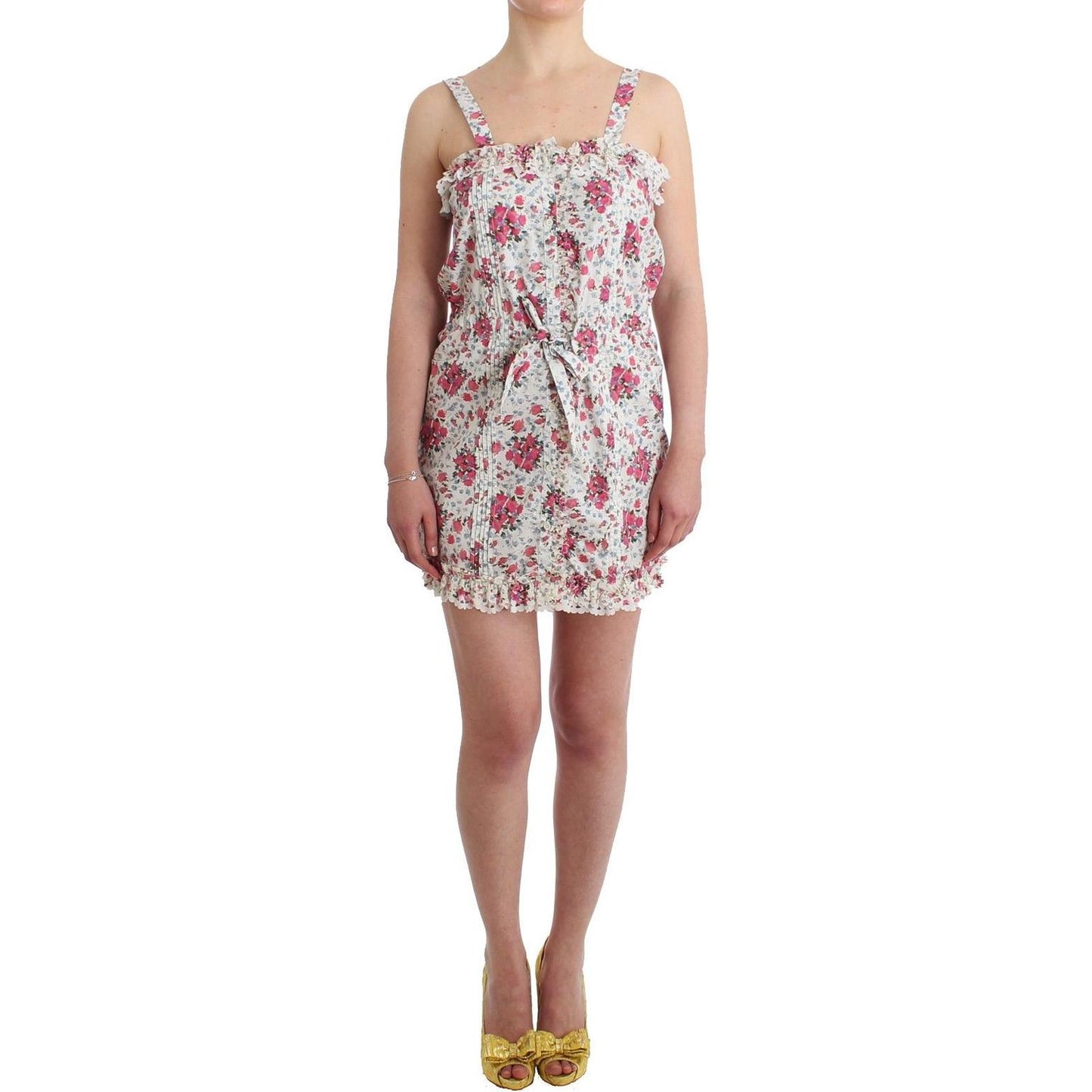 Ermanno Scervino Beachwear Pink Floral Beach Mini Dress Short Dresses