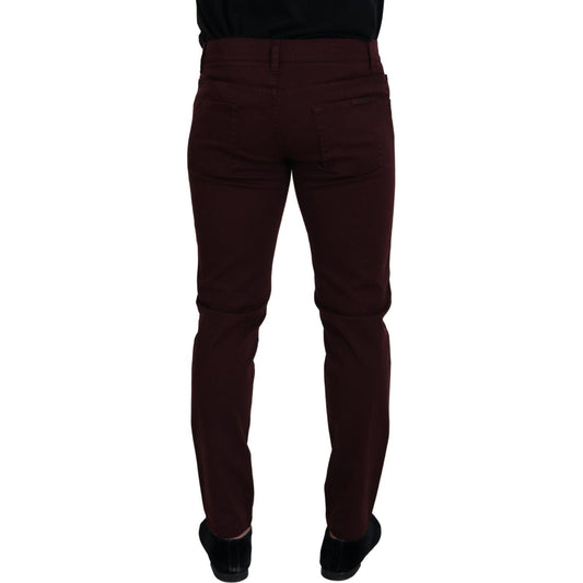 Dolce & Gabbana Bordeaux Cotton Stretch GOLD Denim Jeans PAN73264- 44