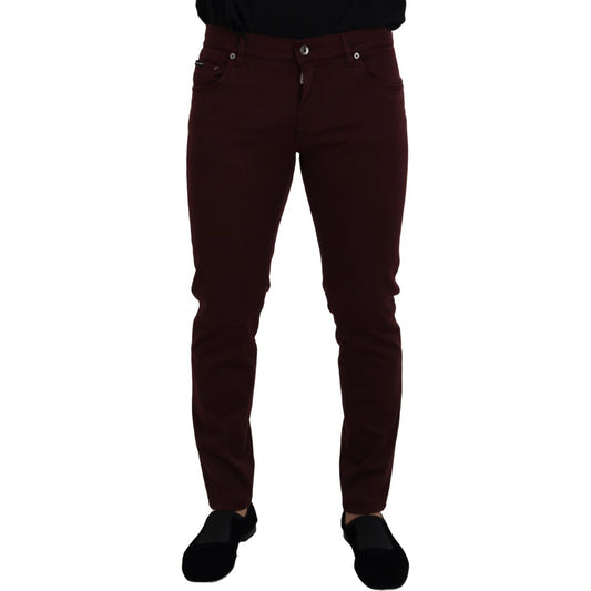 Dolce & Gabbana Bordeaux Cotton Stretch GOLD Denim Jeans PAN73264- 44