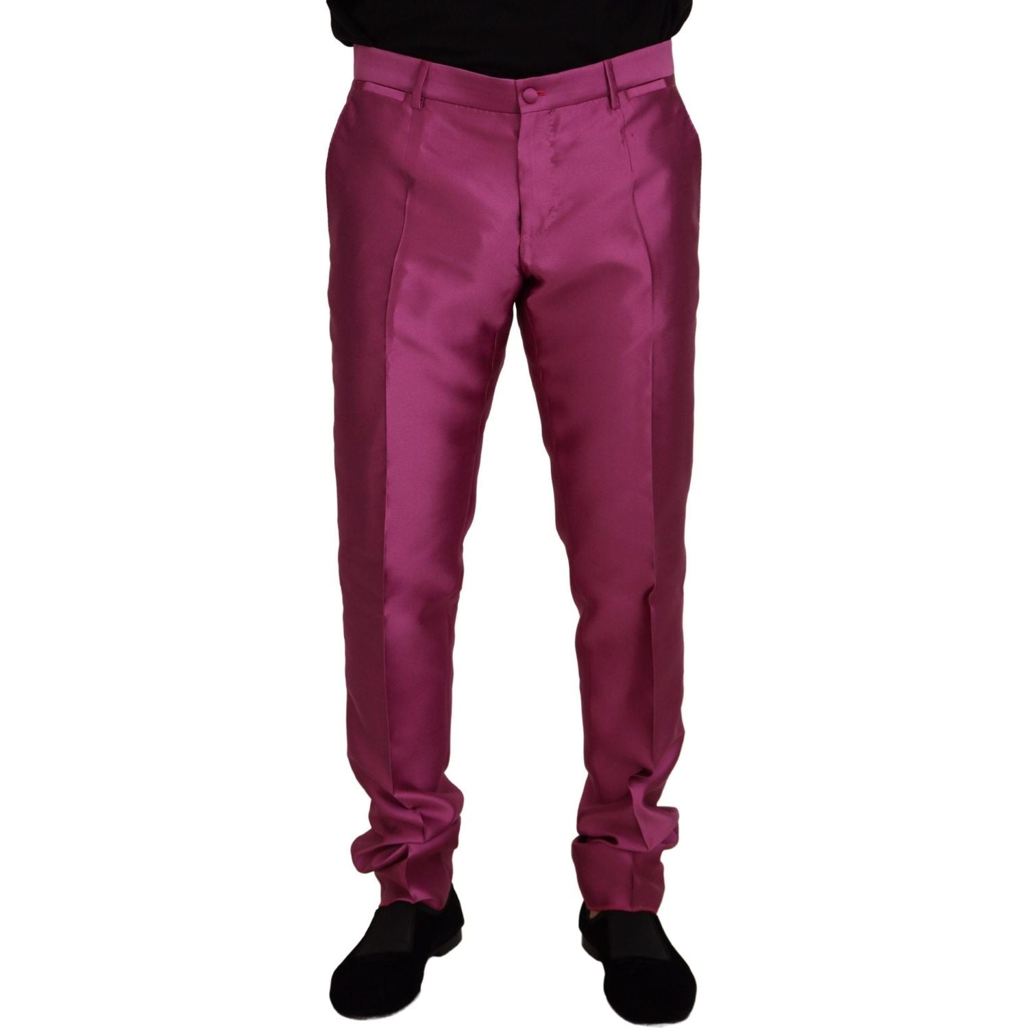 Dolce & Gabbana Pink Silk Slim Trousers Dress Formal Pants
