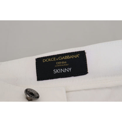 Dolce & Gabbana White Slim Skinny Stretch Cotton Denim Jeans