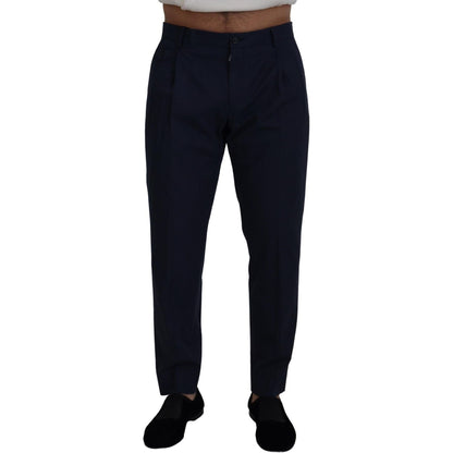 Dolce & Gabbana Blue Cotton Slim Trousers Chinos Pants