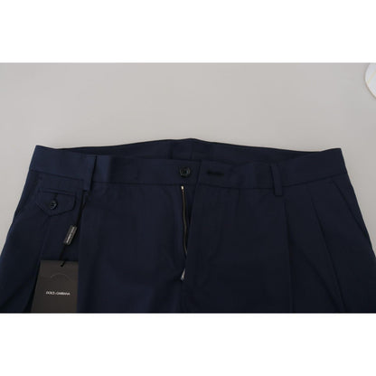 Dolce & Gabbana Blue Cotton Slim Trousers Chinos Pants