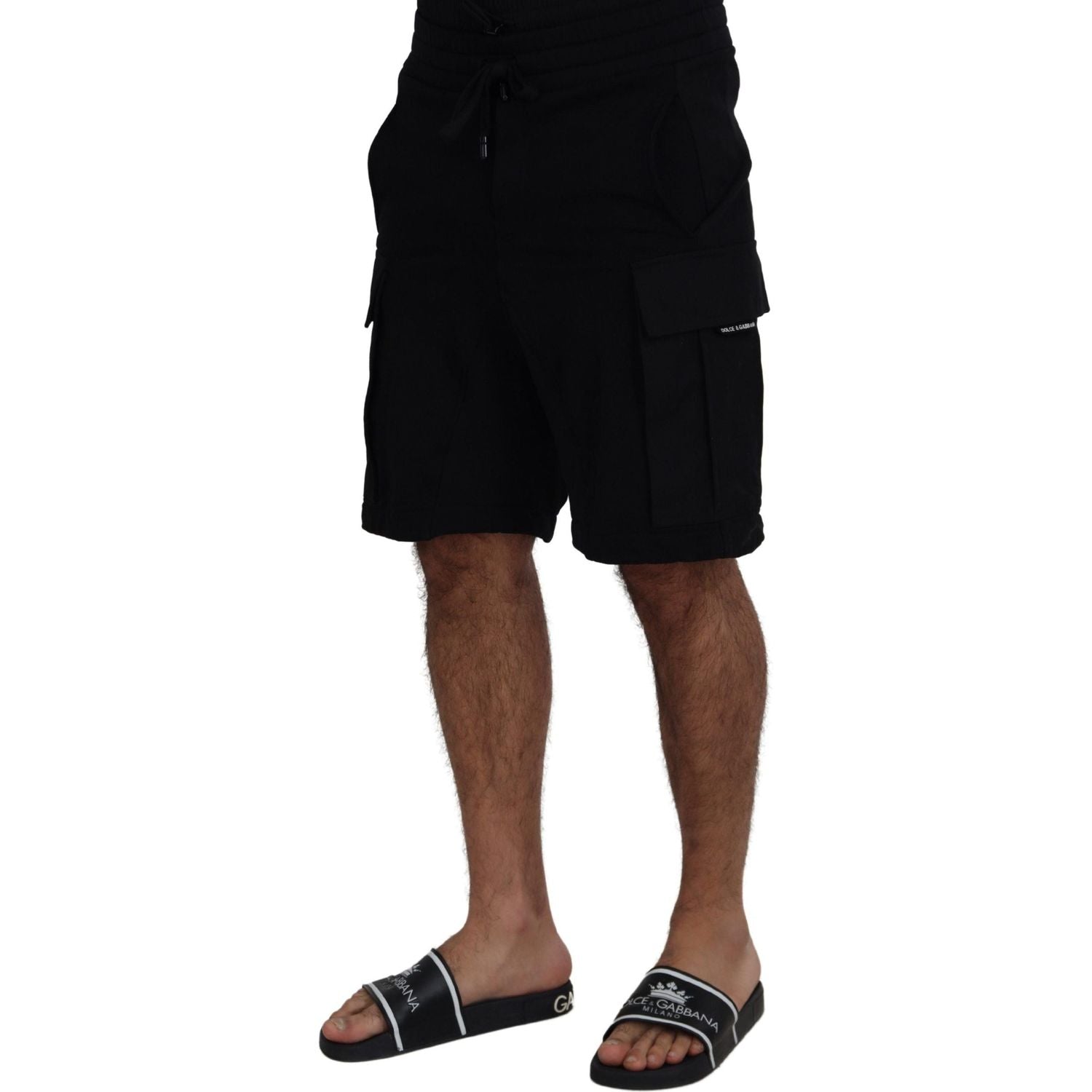 Dolce & Gabbana Black Cotton Bermuda Cargo Shorts