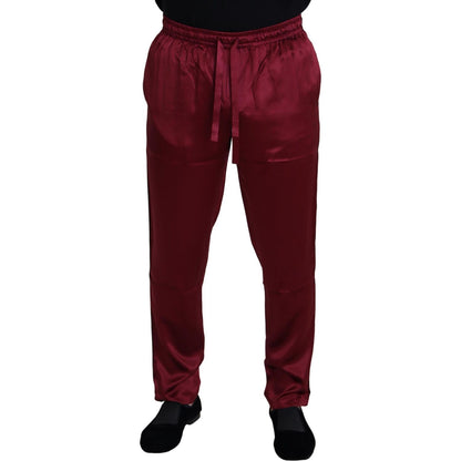 Dolce & Gabbana Bordeaux Silk DG Sleep Lounge Pants Jeans & Pants