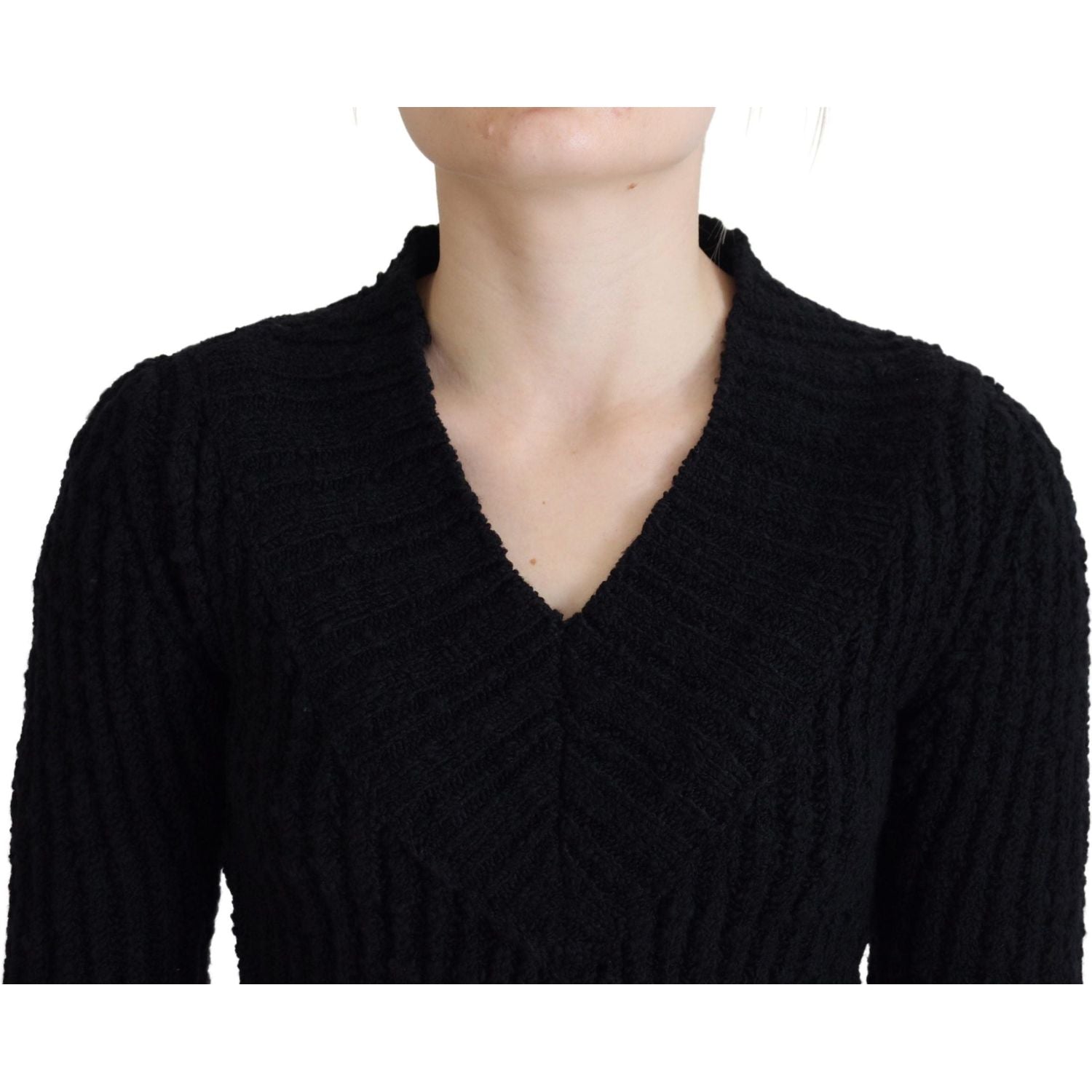 فستان سويت شيرت أنيق من مزيج الصوف باللون الأسود من دولتشي آند غابانا