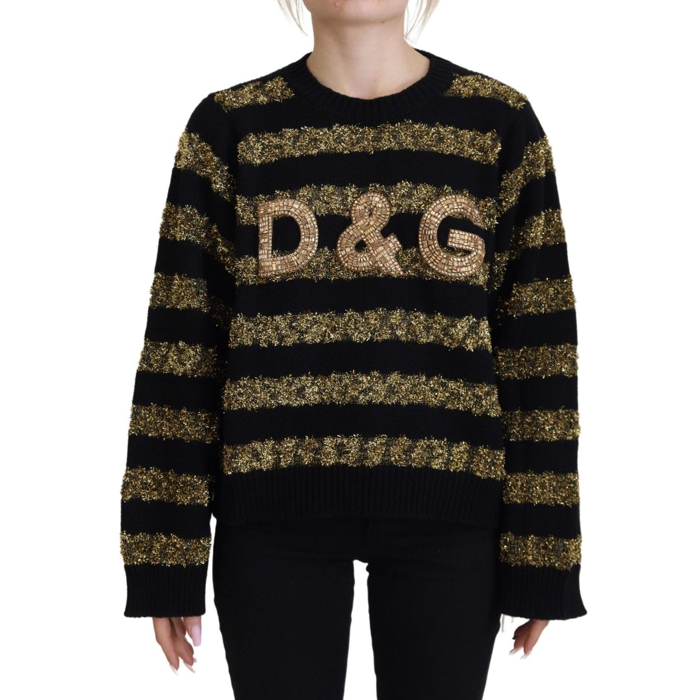 Dolce & Gabbana Black Gold D&G Crystal Cashmere Sweater