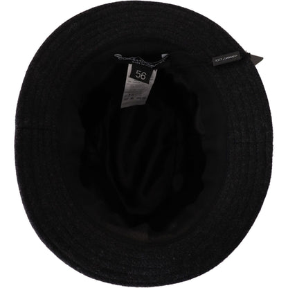 Dolce & Gabbana Gray Virgin Wool Logo Fedora Trilby Cappello Hat
