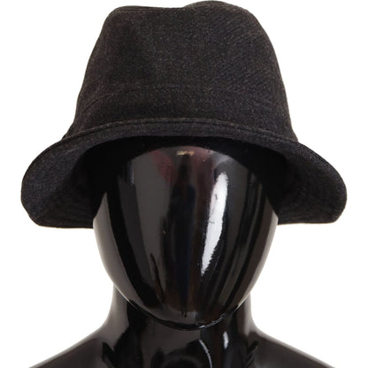 Dolce & Gabbana Gray Virgin Wool Logo Fedora Trilby Cappello Hat