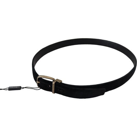 Dolce & Gabbana Black Velvet Leather Antique Metal Buckle BEL8909 - 38
