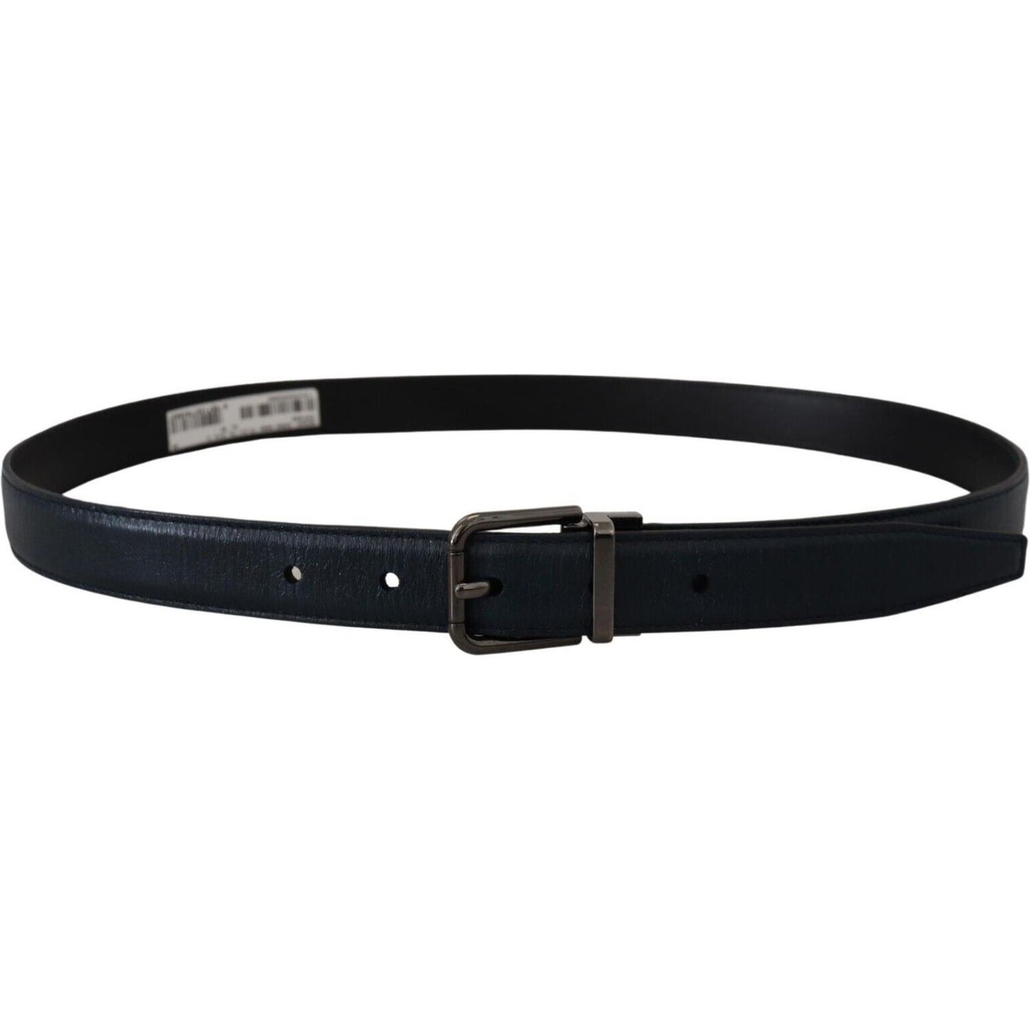 Dolce & Gabbana Blue Leather Silver Metal Buckle Vintage Belt BEL8934 - 90