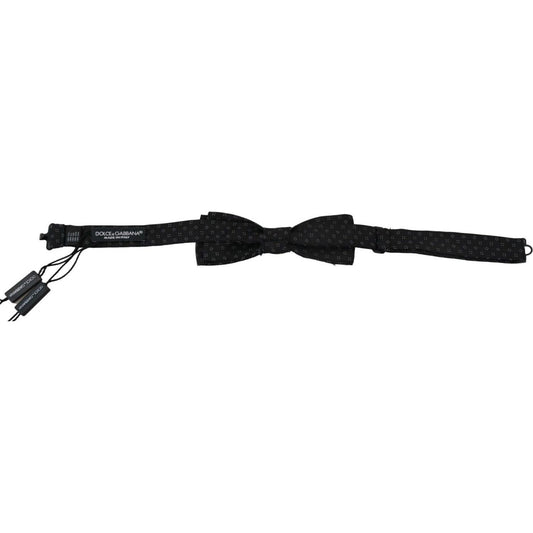 Dolce & Gabbana Black Silk Patterned Necktie Men Accessory Bow Tie KRA3764