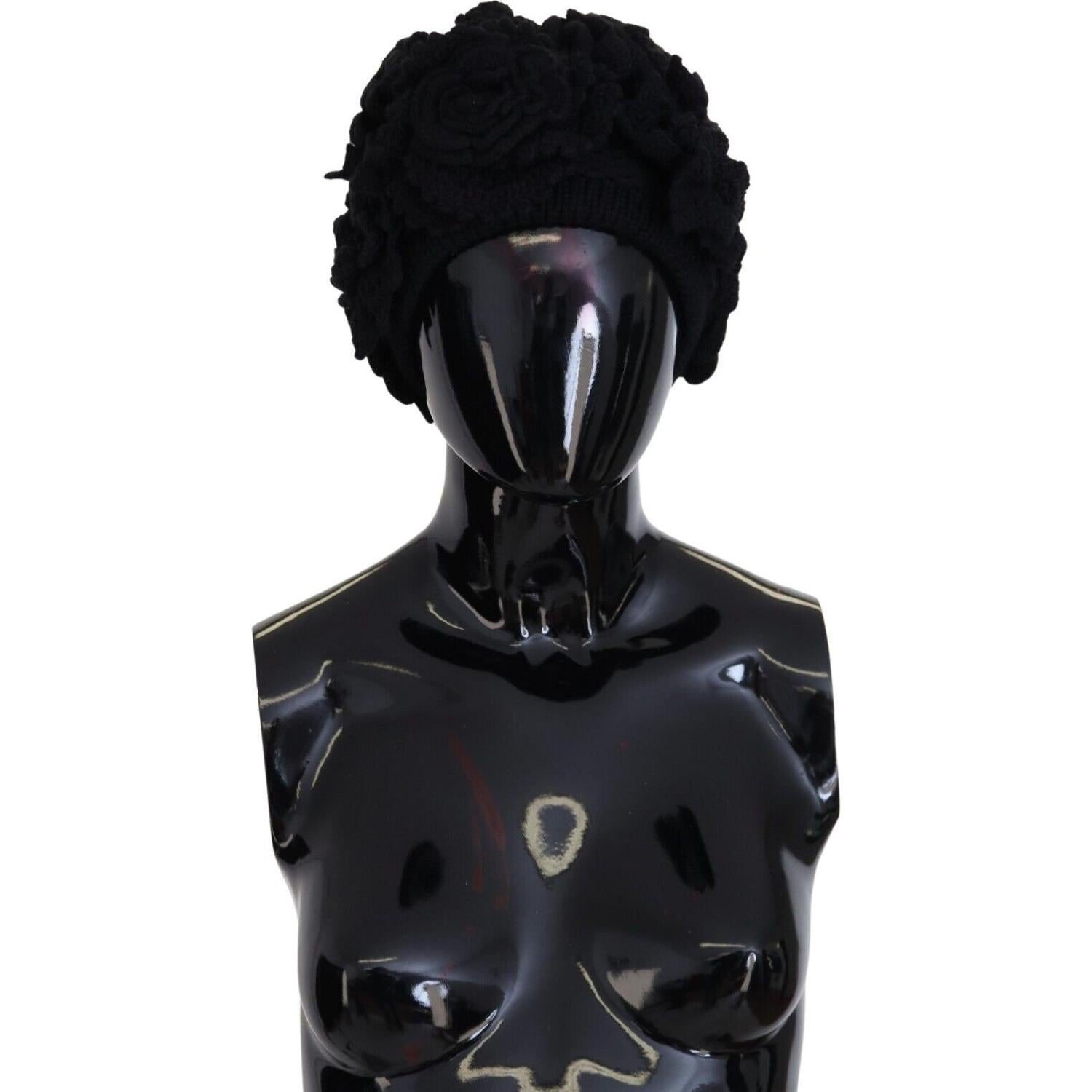 قبعة بيني أنيقة من الصوف الأسود من دولتشي آند غابانا