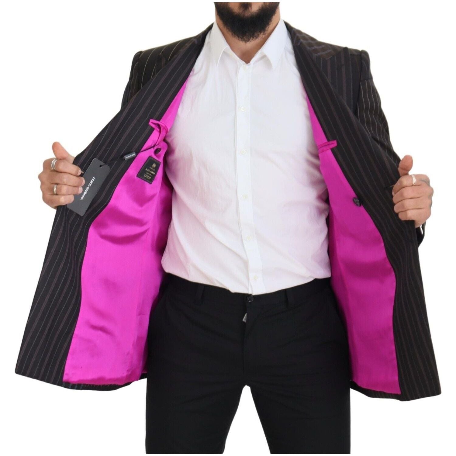 سترة دولتشي آند غابانا بقصّة Slim Fit من مزيج الحرير والصوف متعدد الألوان