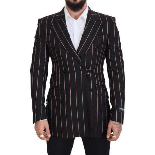 Dolce & Gabbana Black Stripes Viscose Double Breasted Blazer JKT3435 - 48