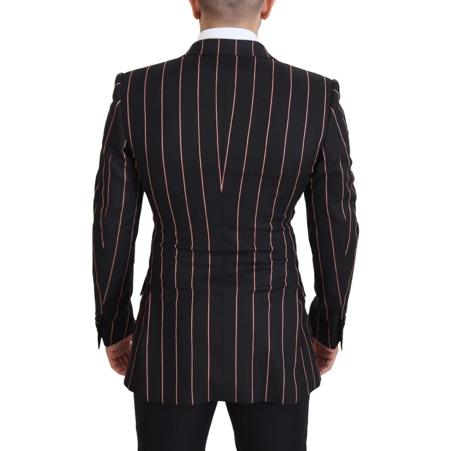 Dolce & Gabbana Black Stripes Viscose Double Breasted Blazer
