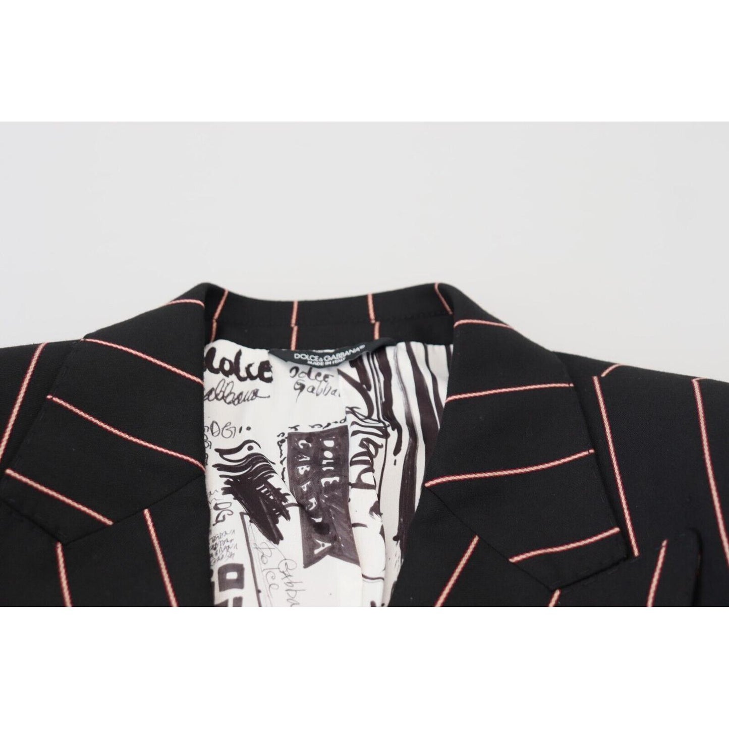 Dolce & Gabbana Black Stripes Viscose Double Breasted Blazer