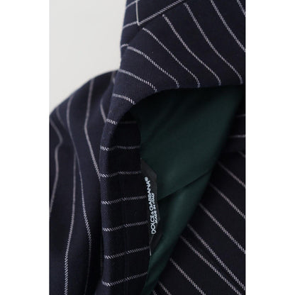 Dolce & Gabbana Dark Blue Stripe Wool Single Breasted Blazer