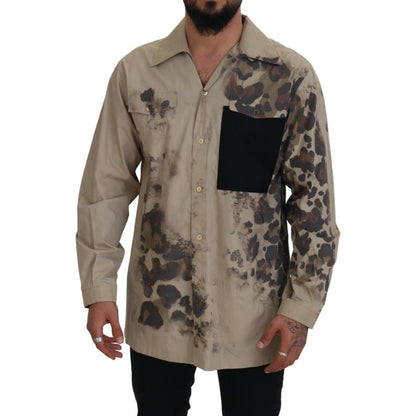 Dolce & Gabbana Beige Camouflage Cotton Long Sleeves Shirt