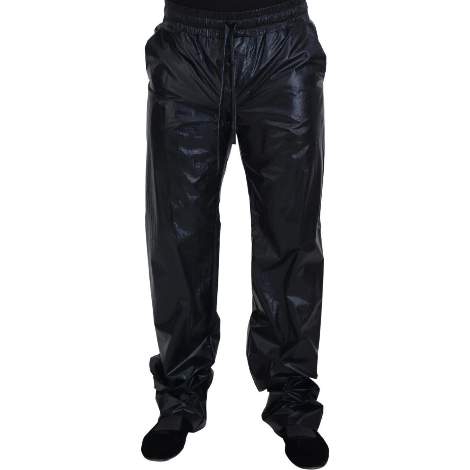 Dolce & Gabbana Black Shining Drawstring Trouser Nylon Pants