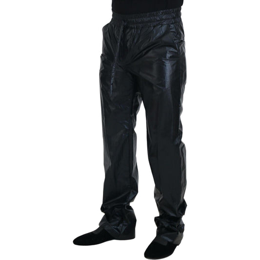 Dolce & Gabbana Black Shining Drawstring Trouser Nylon Pants PAN74254 - 48