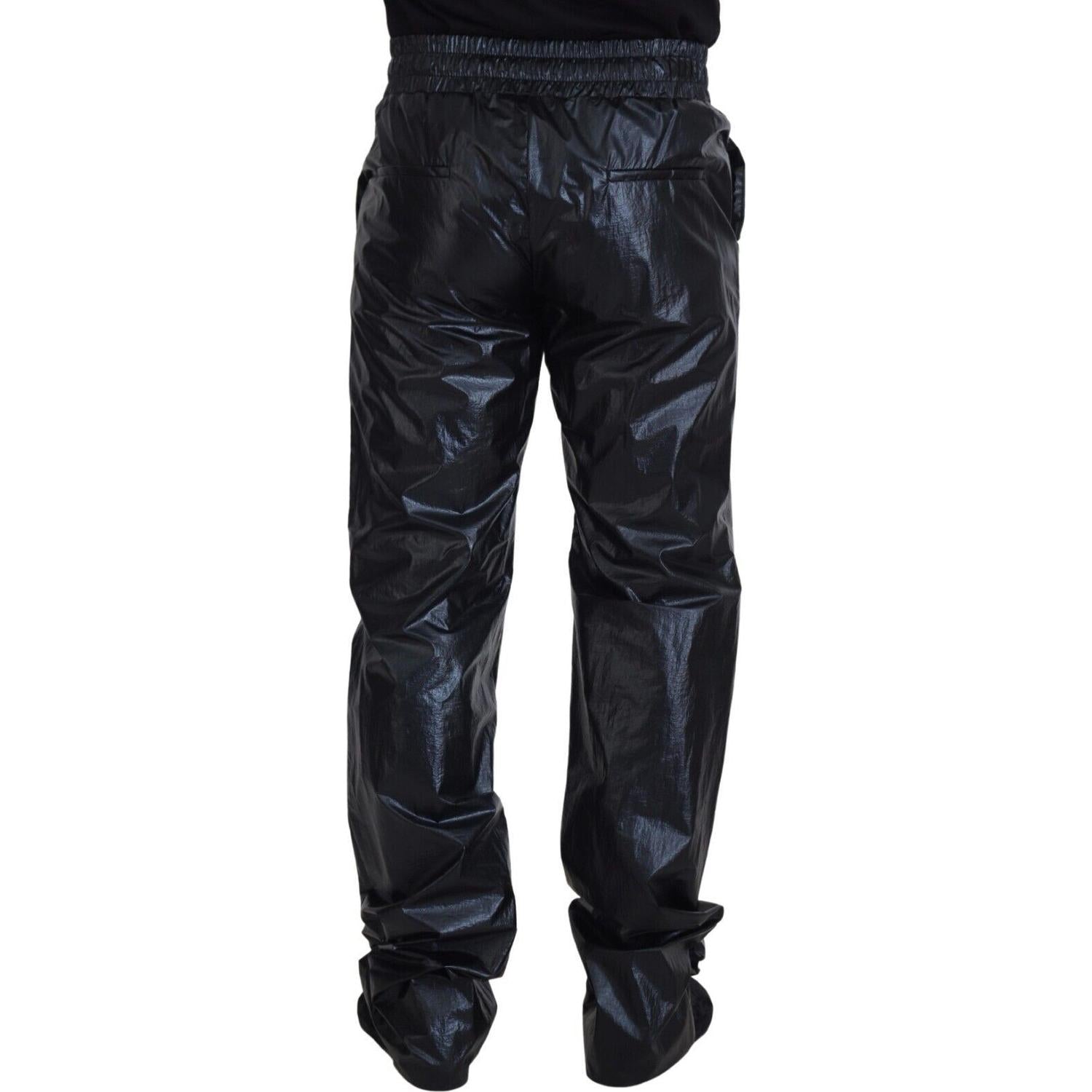 Dolce & Gabbana Black Shining Drawstring Trouser Nylon Pants