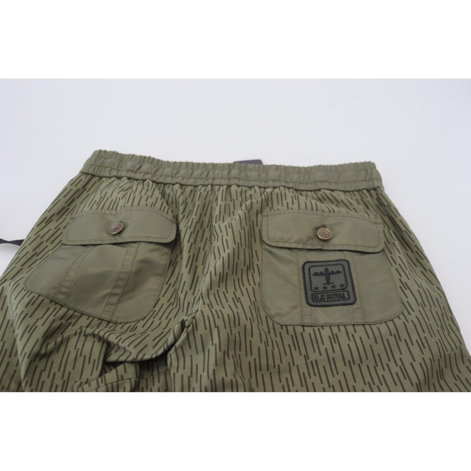 Dolce & Gabbana Green Striped Cargo Zipper Leg Men Trouser Pants