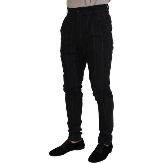 Dolce & Gabbana Black Striped Men Trousers Cotton Pants PAN74384 - 48
