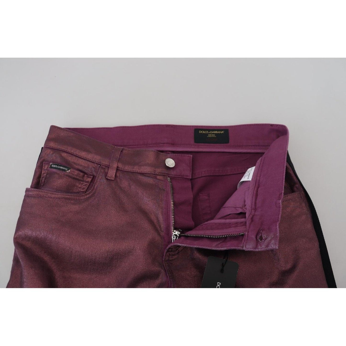 Dolce & Gabbana Magenta Cotton Men Casual Harness Denim Jeans