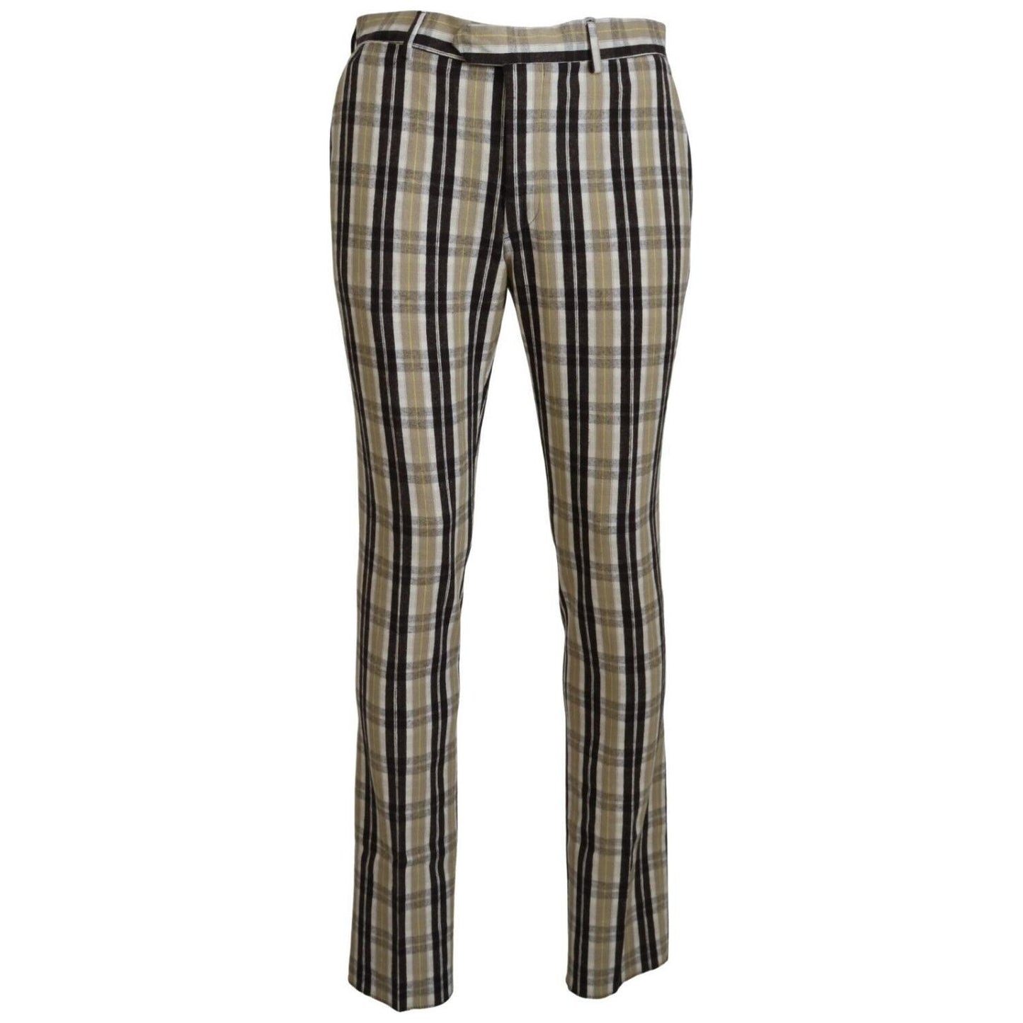 BENCIVENGA Multicolor Checkered Cotton Straight Fit Men Pants