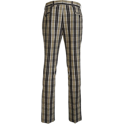 BENCIVENGA Multicolor Checkered Cotton Straight Fit Men Pants