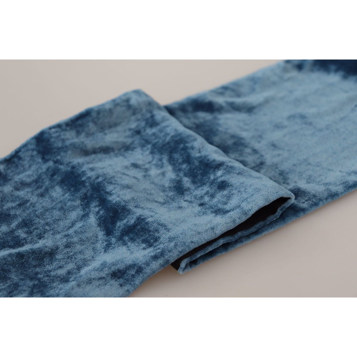 Dolce & Gabbana Blue Velvet Solid Neck Warmer Men's Shawl Scarf