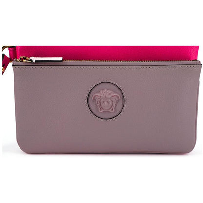 Versace Elegant Pink Leather Pouch Clutch