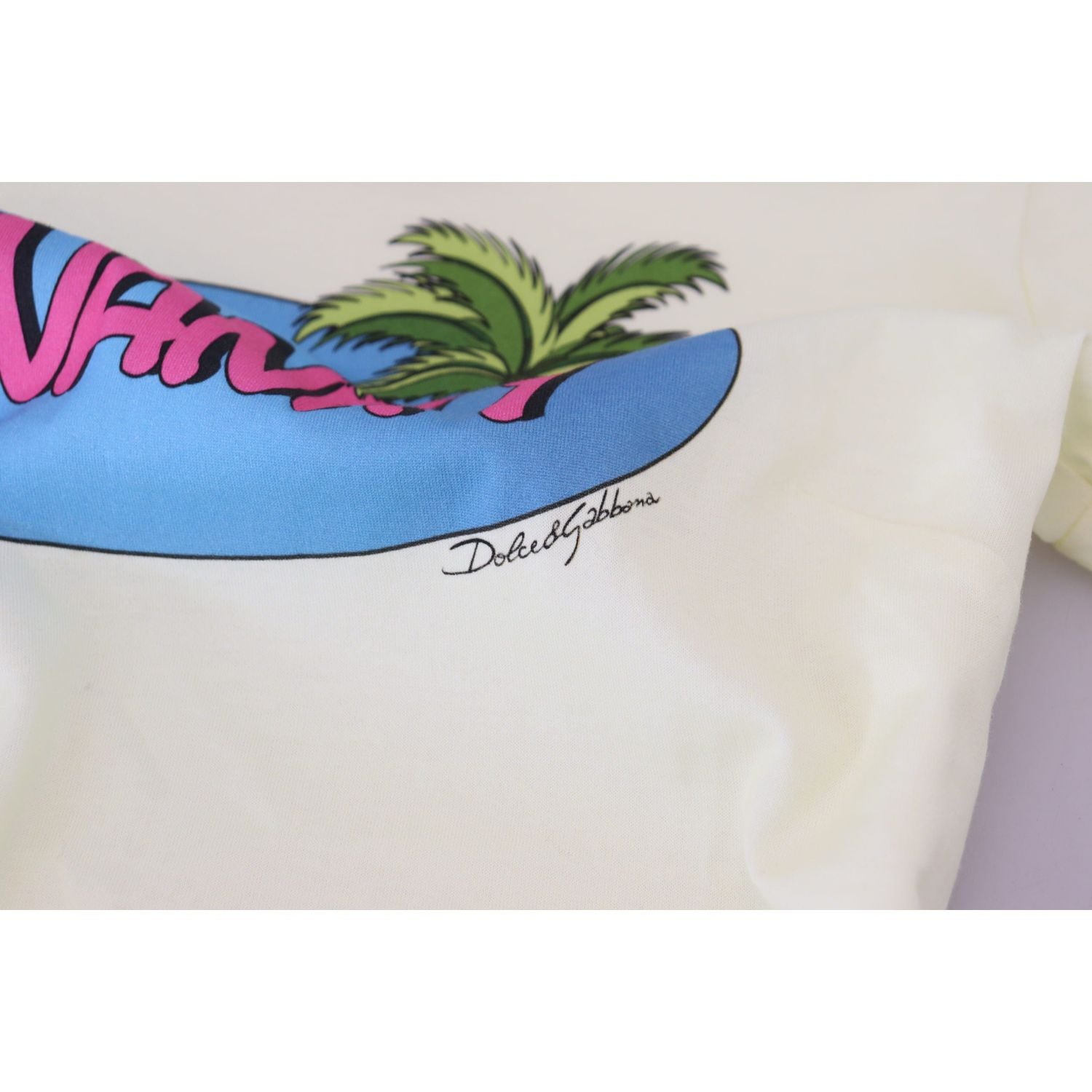 تي شيرت قطني أصفر أنيق بطبعة أنيقة من دولتشي آند غابانا