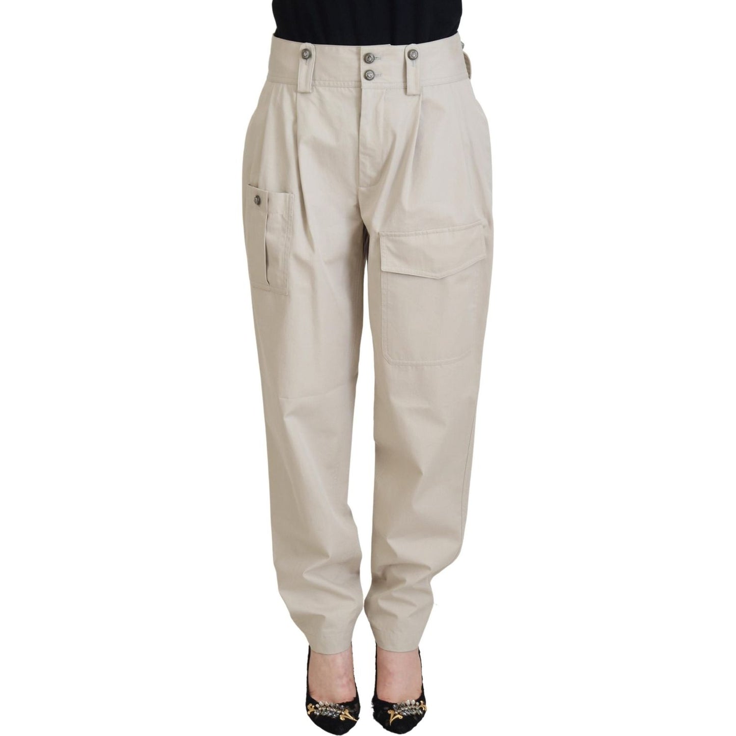 Dolce & Gabbana Beige Cotton Women Cargo Pants Jeans & Pants