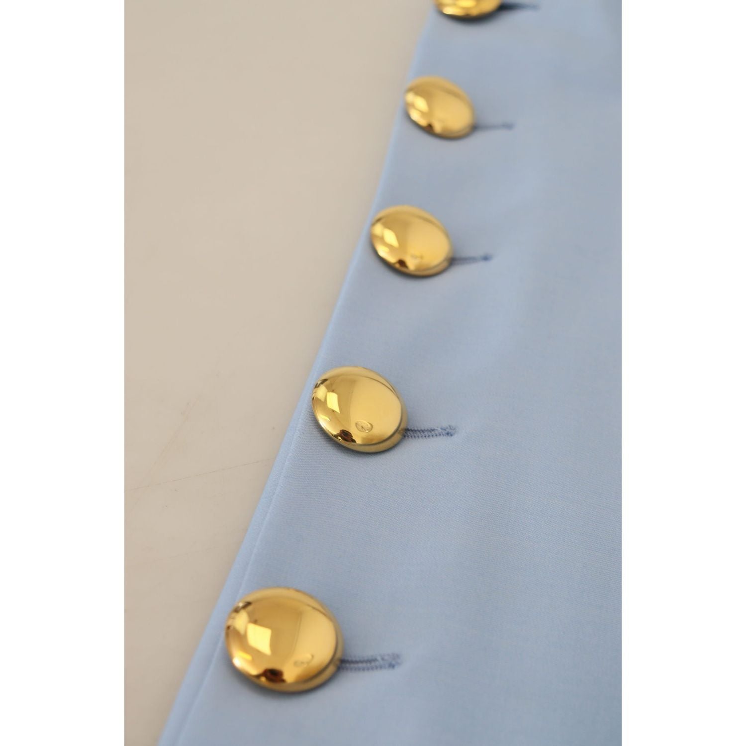 بنطلون دولتشي آند غابانا الأنيق المصنوع من مزيج الصوف والحرير باللون الأزرق الفاتح