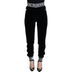 Dolce & Gabbana Black DG Logo Velvet Trouser Pants PAN74230 - 36
