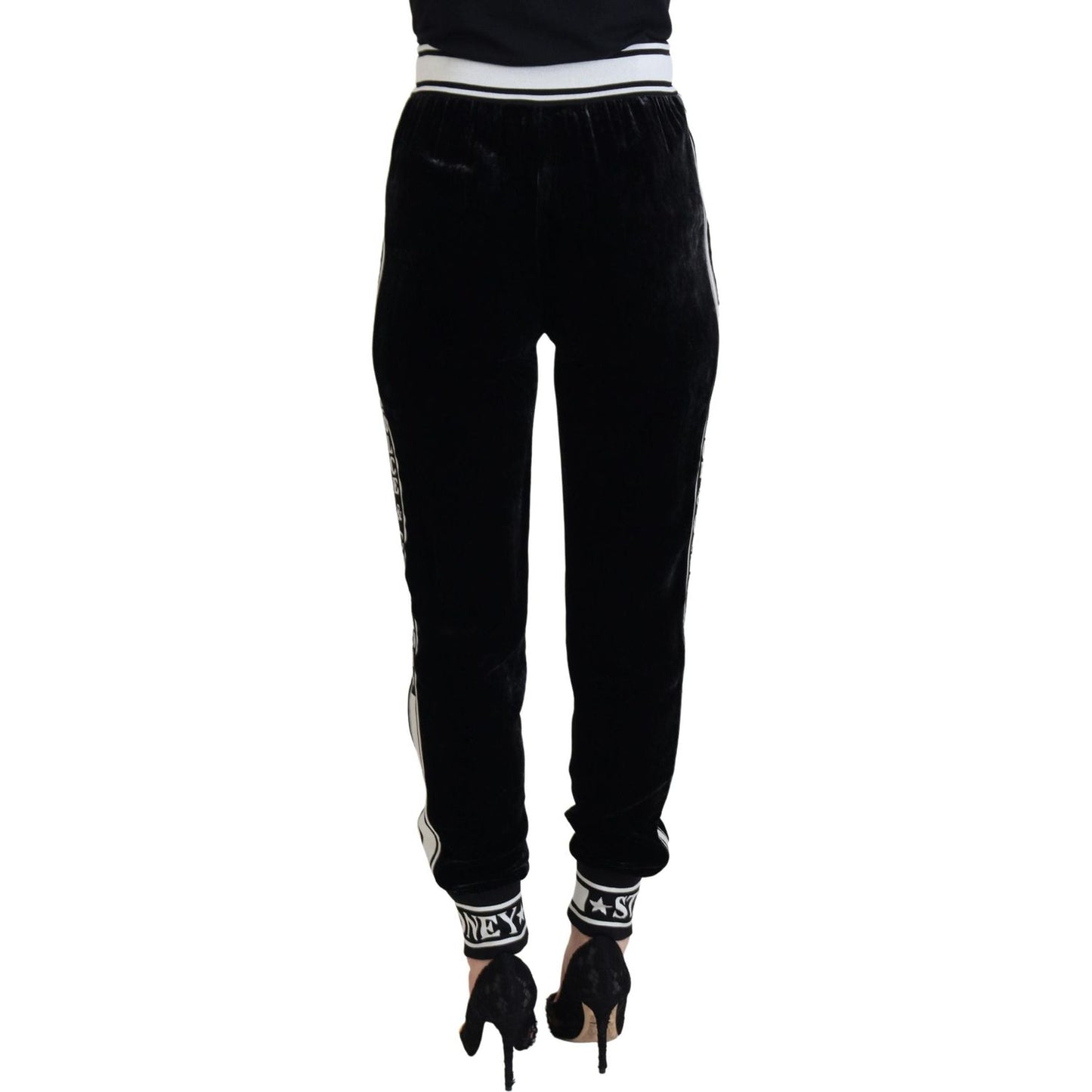 Dolce & Gabbana Black DG Logo Velvet Trouser Pants PAN74230 - 36