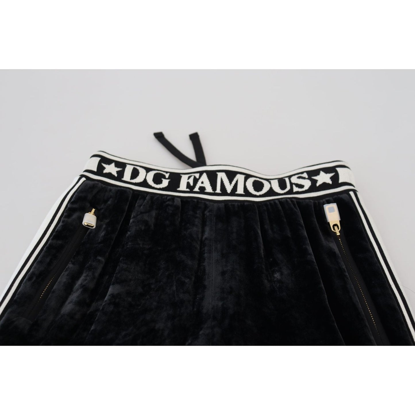Dolce & Gabbana Black DG Logo Velvet Trouser Pants PAN74230 - 36
