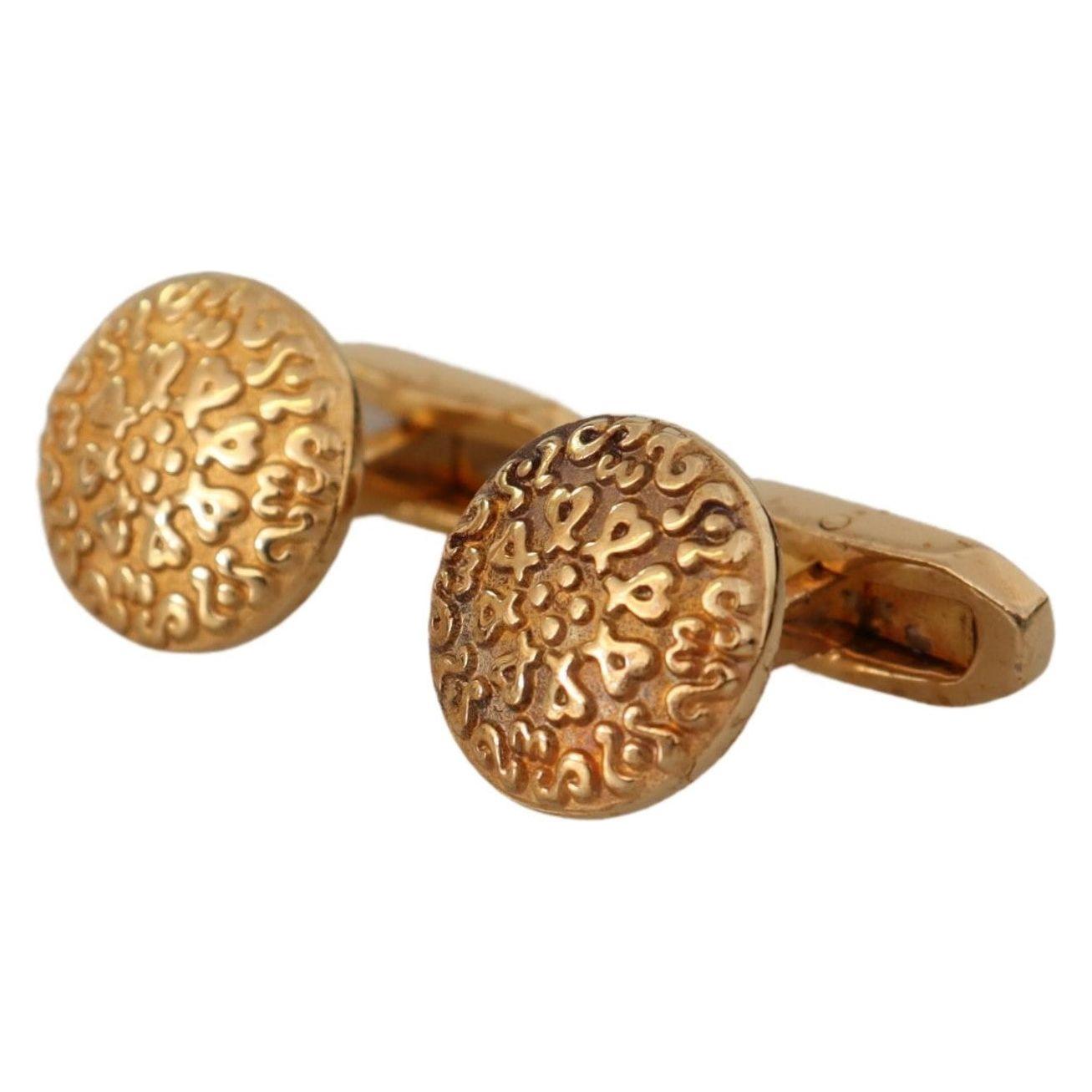 Dolce & Gabbana Gold Plated Brass Round Pin Men Cufflinks