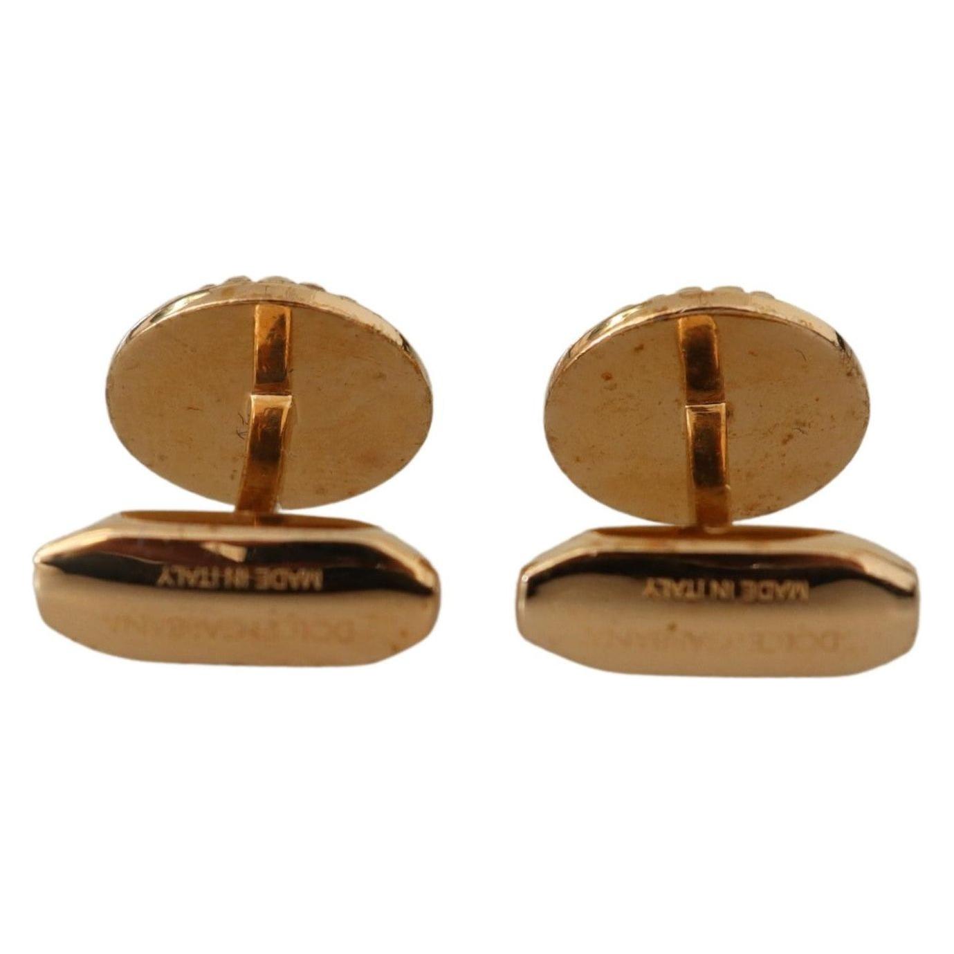 Dolce & Gabbana Gold Plated Brass Round Pin Men Cufflinks SMY100976