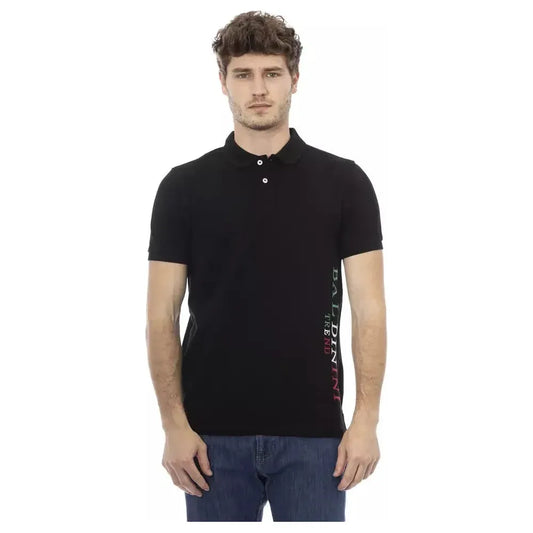 Baldinini Trend Black Cotton Men Polo BA-23210-M