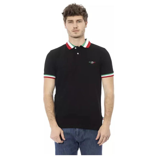 Baldinini Trend Black Cotton Men Polo Shirt BA-23199-3XL