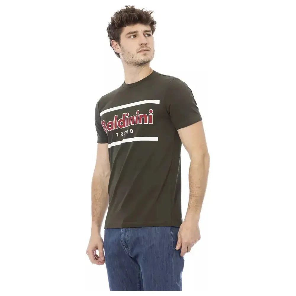 تي شيرت رجالي من القطن باللون الأخضر من Baldinini Trend