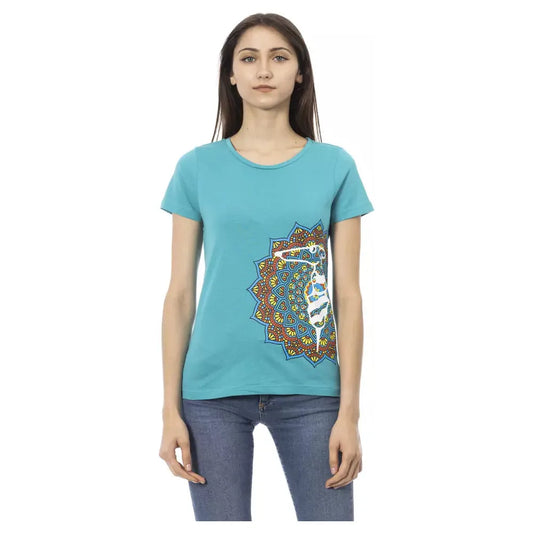 Trussardi Action Light Blue Cotton Women T-Shirt TR-23061-XL