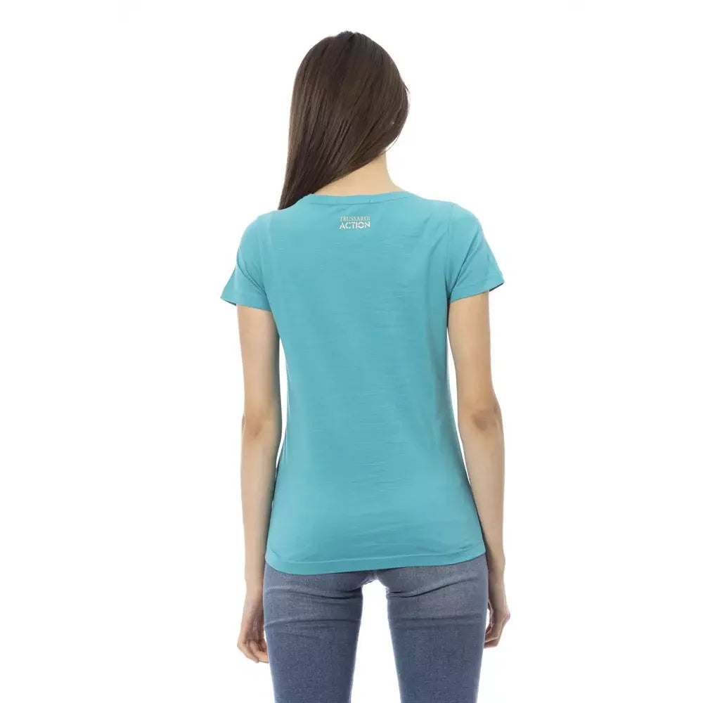 Trussardi Action Light Blue Cotton T-Shirt