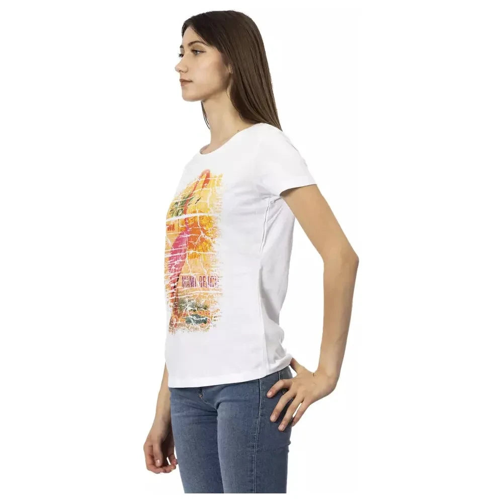 Trussardi Action Chic White Tee with Graphic Flair