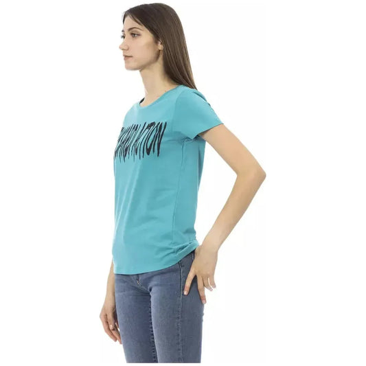 Trussardi Action Light Blue Cotton Women T-Shirt TR-22993-XXL