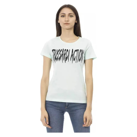 Trussardi Action Light Blue Cotton Women T-Shirt TR-22992-XXL